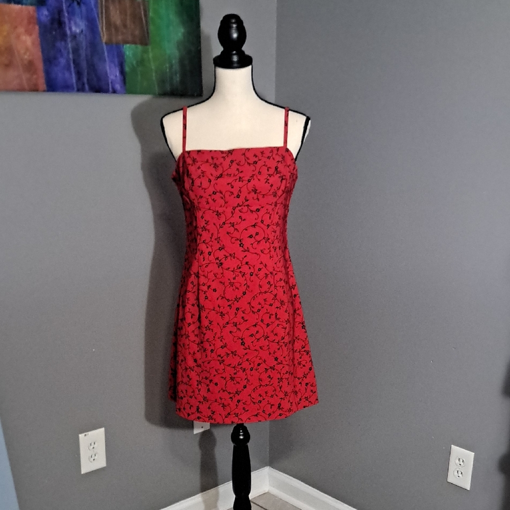 Vintage Y2K La Belle Red Floral Printed Dress